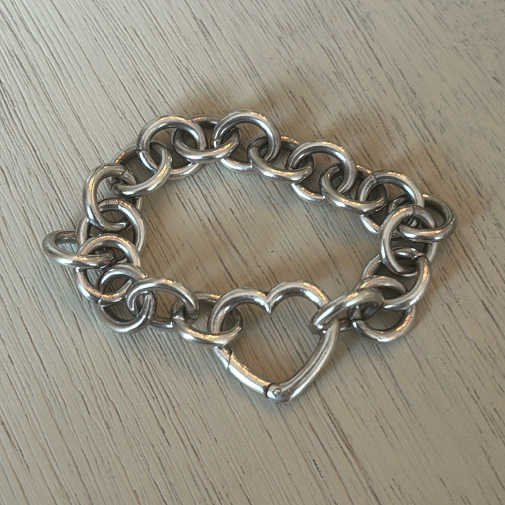 Sterling silver heart charm bracelet